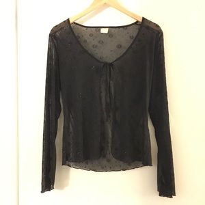 Vintage Napoli sheer black floral cover up size L